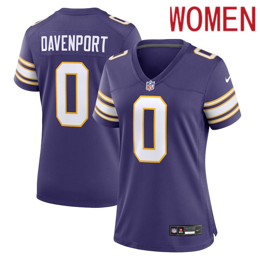Women Minnesota Vikings 0 Marcus Davenport Nike Purple Classic Player Game NFL Jersey